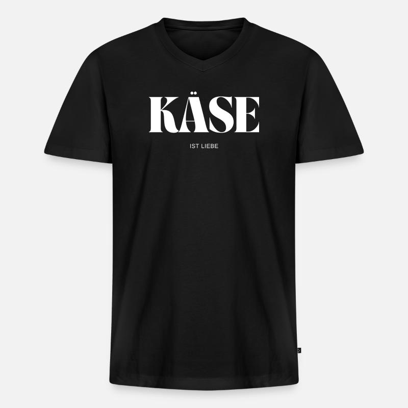 Käse ist Liebe - Männer Premium Bio T-Shirt mit V-Ausschnitt - Schwarz