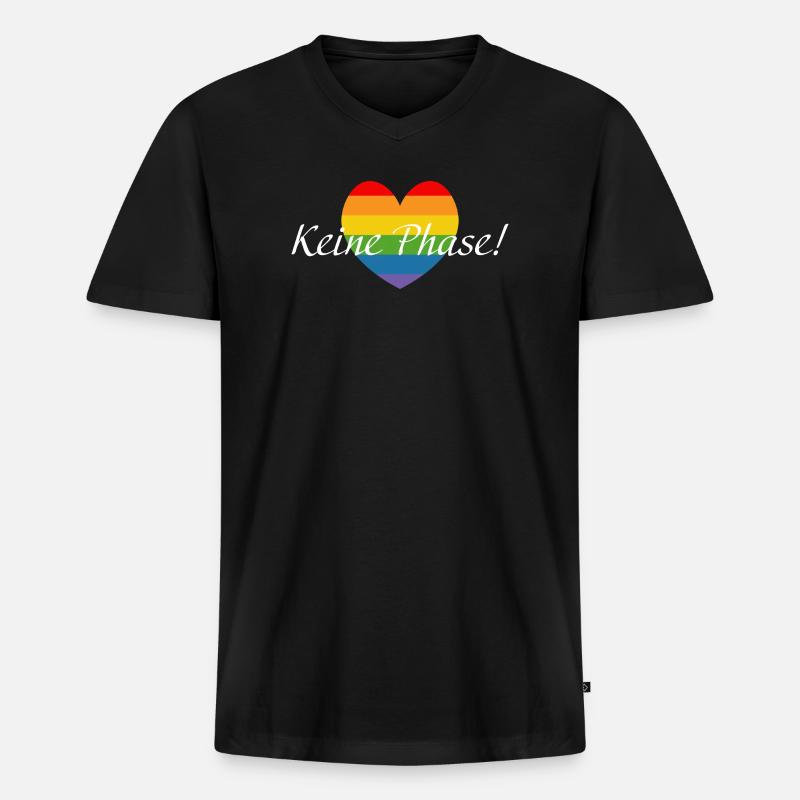 Regenbogenherzchen LGBTQ Keine Phase - Männer Premium Bio T-Shirt mit V-Ausschnitt - Schwarz