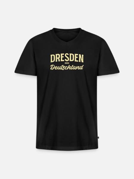 Dresden Retro Font Print - Men's Premium Organic T-shirt with V-neck - black