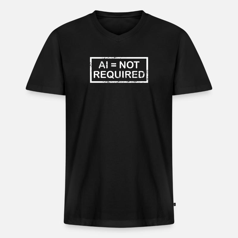 AI = not required (white) - Männer Premium Bio T-Shirt mit V-Ausschnitt - Schwarz