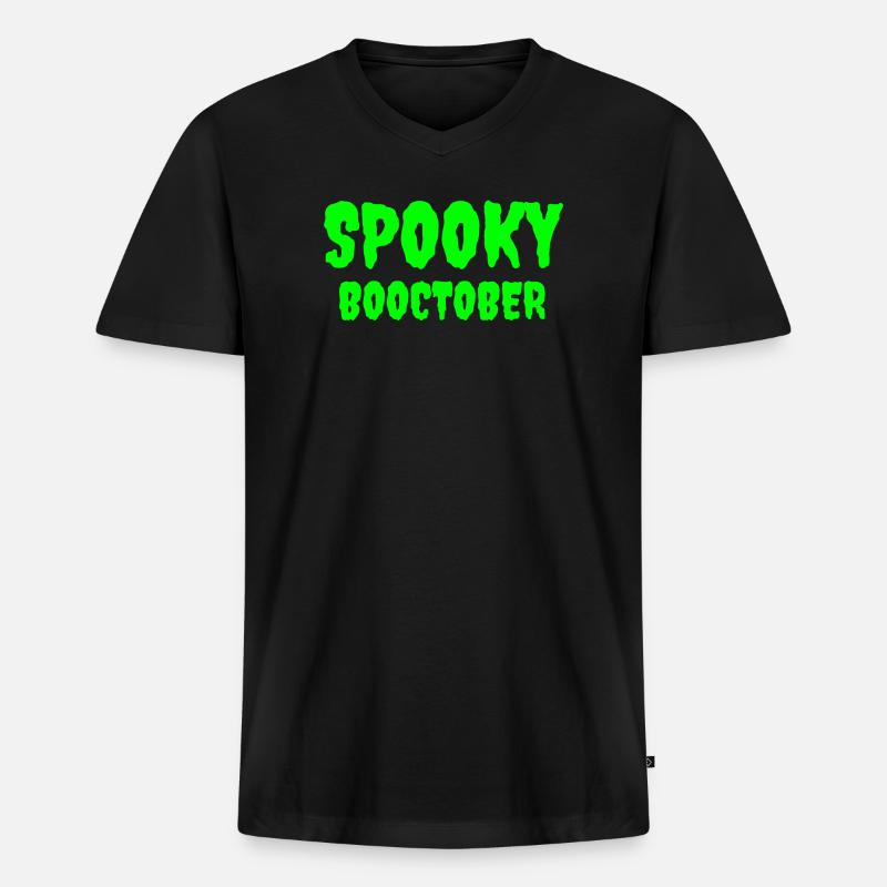 Spooky Booctober Jack-O'-Lantern Design - Männer Premium Bio T-Shirt mit V-Ausschnitt - Schwarz