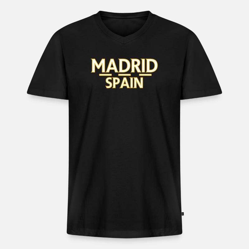 Madrid – Spanien - Männer Premium Bio T-Shirt mit V-Ausschnitt - Schwarz