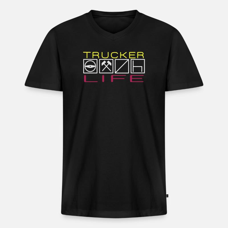 Trucker Life,Berufskraftfahrer,Fahrer, - Männer Premium Bio T-Shirt mit V-Ausschnitt - Schwarz