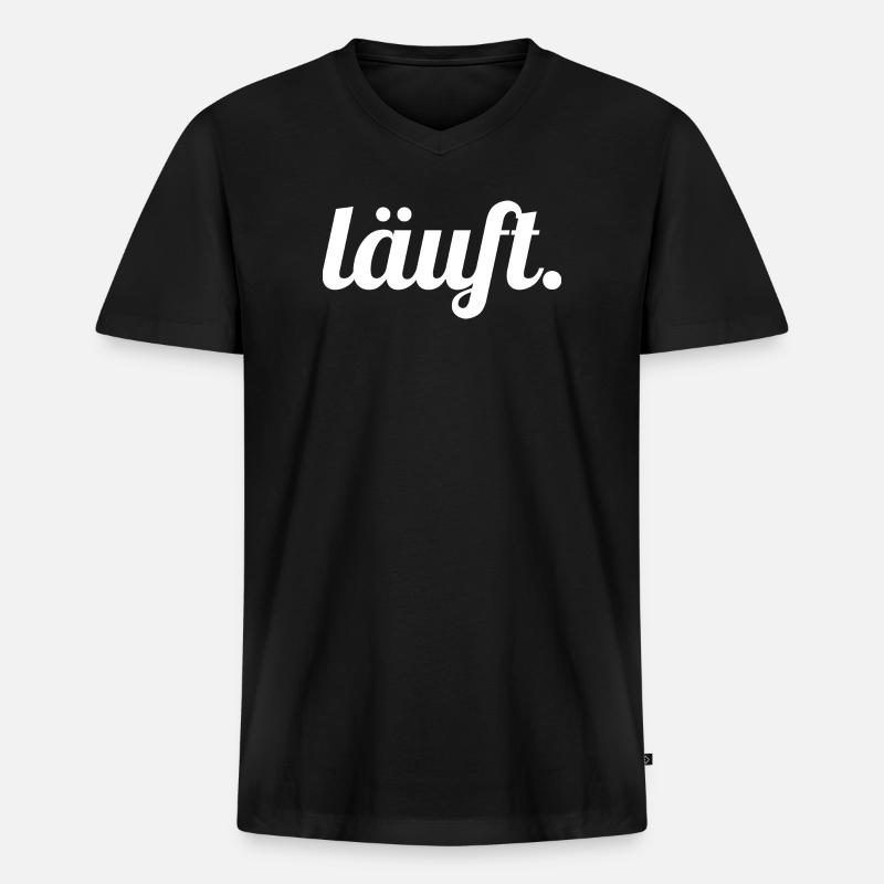Läuft. Handlettering Script - Männer Premium Bio T-Shirt mit V-Ausschnitt - Schwarz