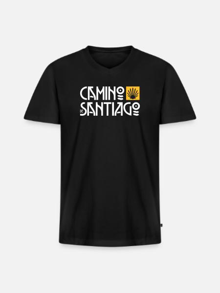 Camino de Santiago | Cammino di Santiago | Refuso Art Deco - Maglietta ecologica premium da uomo con scollo a V - nero