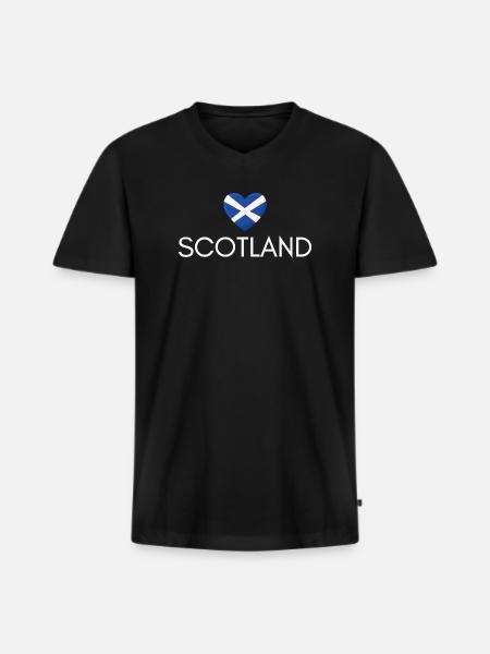 Cœur avec drapeau écossais, fierté écossaise - T-shirt encolure en V Premium bio Homme - noir