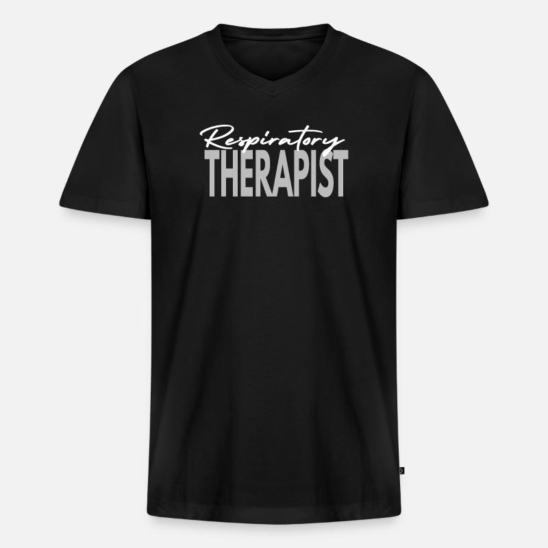 Atemtherapeut Lungen-RT - Männer Premium Bio T-Shirt mit V-Ausschnitt - Schwarz