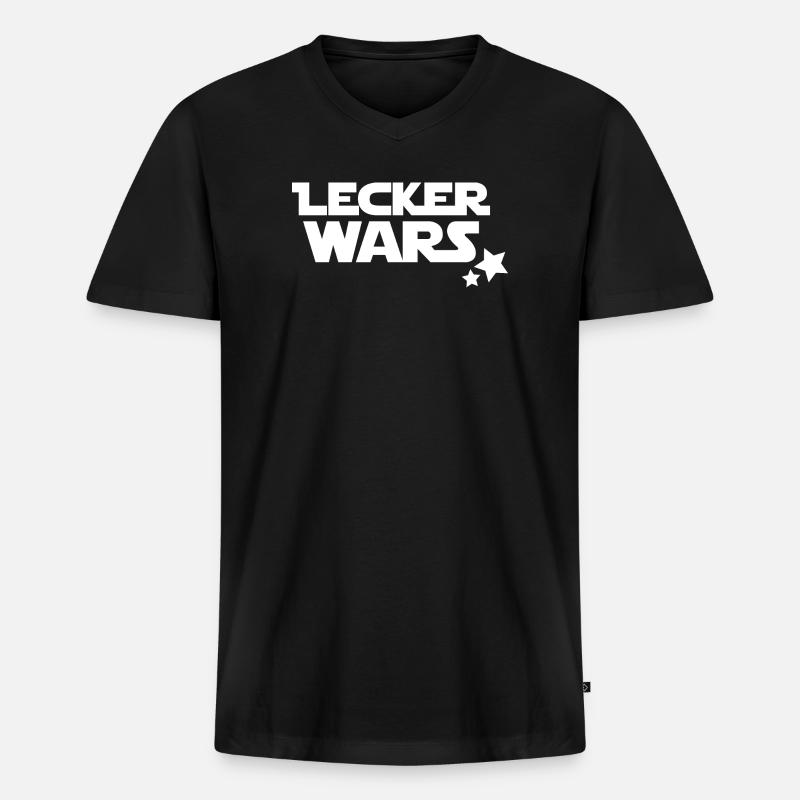lecker wars - Männer Premium Bio T-Shirt mit V-Ausschnitt - Schwarz