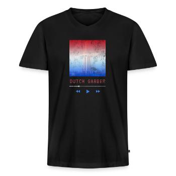 Néerlandais Gabber Hardtechno - T-shirt encolure en V Premium bio Homme - noir - Devant - Nico (187cm)