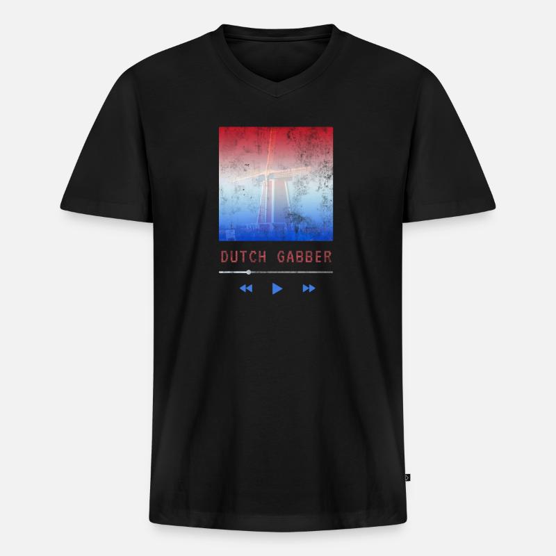 Dutch Gabber Hardtechno (Oldschool Hardcore Early) - Männer Premium Bio T-Shirt mit V-Ausschnitt - Schwarz