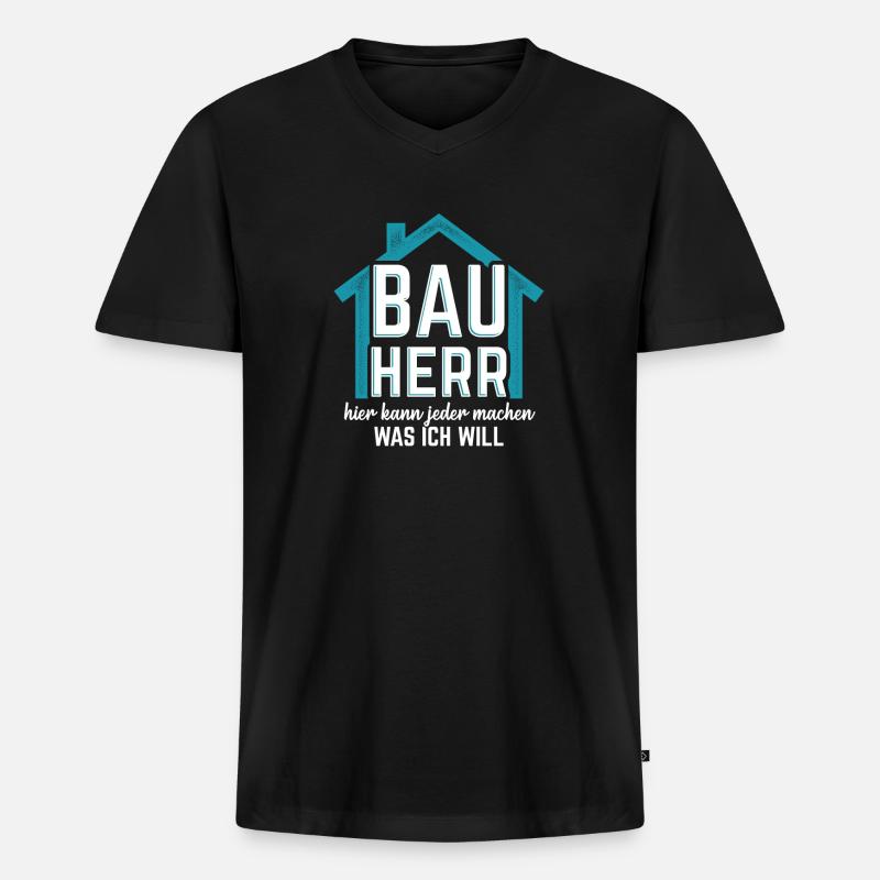 Bauherr Hausbau - Männer Premium Bio T-Shirt mit V-Ausschnitt - Schwarz