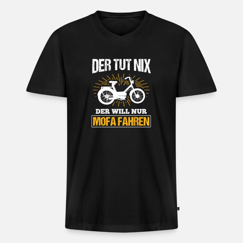 Moped Mofa Geschenk - Männer Premium Bio T-Shirt mit V-Ausschnitt - Schwarz