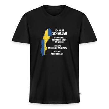 Schweden Skandinavien - Männer Premium Bio T-Shirt mit V-Ausschnitt - Schwarz - Vorne - Nico (187cm)