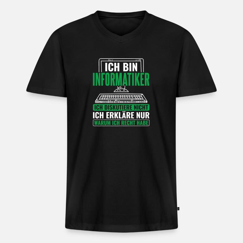 Informatik Informatiker Programmierer - Männer Premium Bio T-Shirt mit V-Ausschnitt - Schwarz