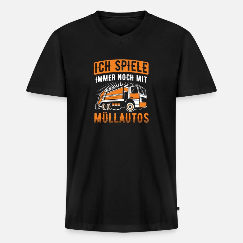 Müllmann Müllabfuhr - Männer Premium Bio T-Shirt mit V-Ausschnitt - Schwarz