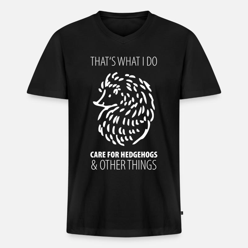 Igel - Männer Premium Bio T-Shirt mit V-Ausschnitt - Schwarz