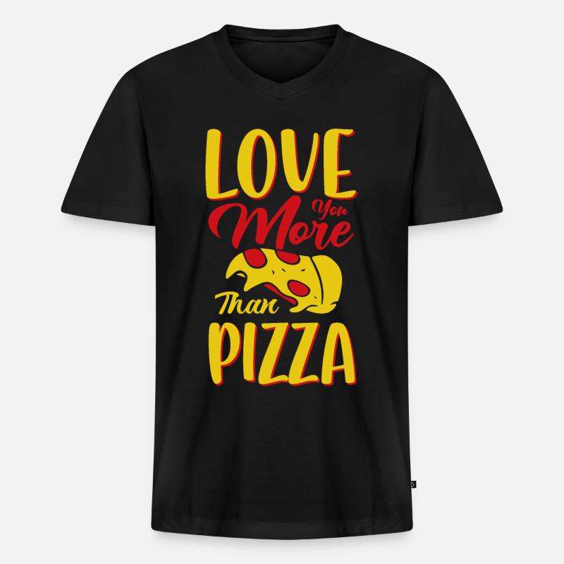 Pizza - Männer Premium Bio T-Shirt mit V-Ausschnitt - Schwarz