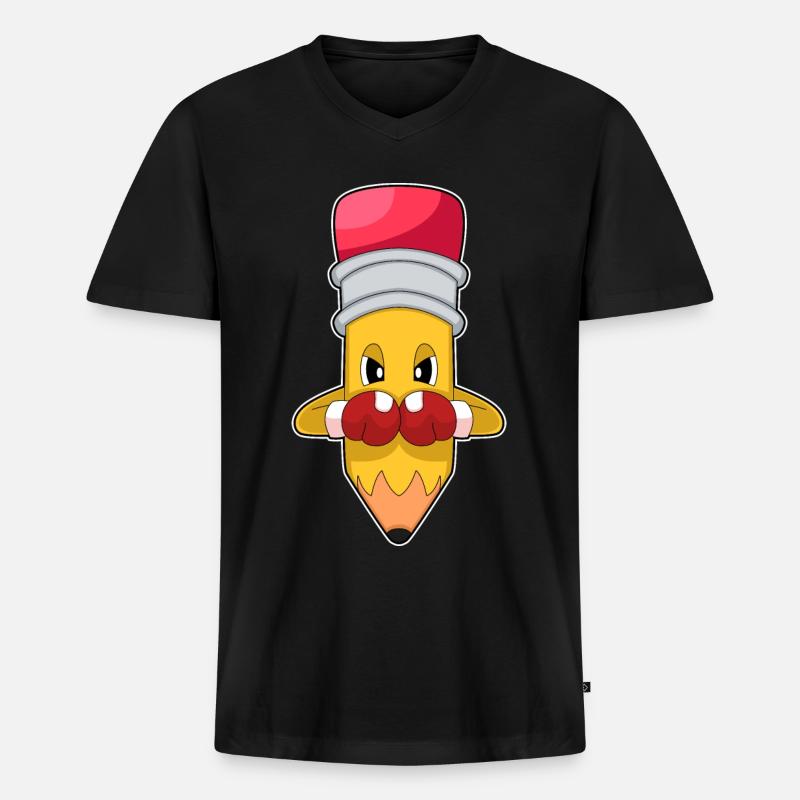 Bleistift Boxer Boxhandschuhe Boxen - Männer Premium Bio T-Shirt mit V-Ausschnitt - Schwarz