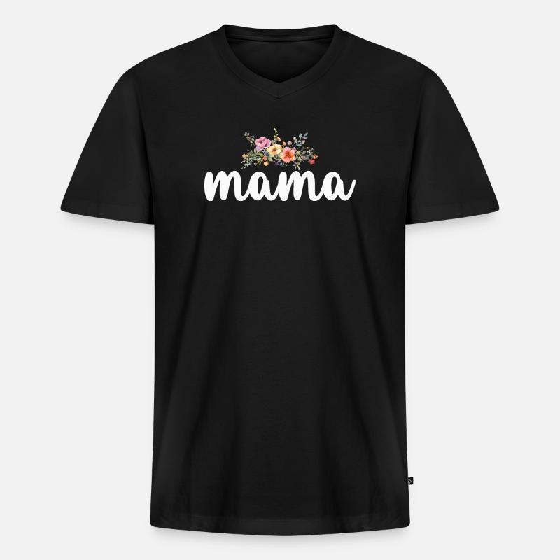 Mama Mutter - Männer Premium Bio T-Shirt mit V-Ausschnitt - Schwarz