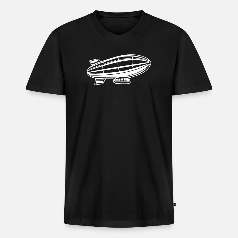 Silhouette de dirigeable Zeppelin - T-shirt encolure en V Premium bio Homme - noir