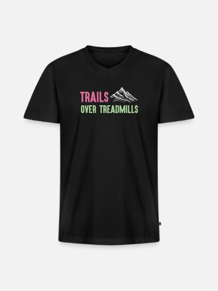 Trailrunning - Trails über Laufbänder - Männer Premium Bio T-Shirt mit V-Ausschnitt - Schwarz