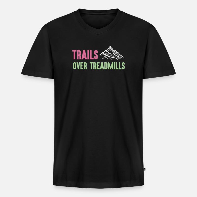 Trailrunning - Trails über Laufbänder - Männer Premium Bio T-Shirt mit V-Ausschnitt - Schwarz