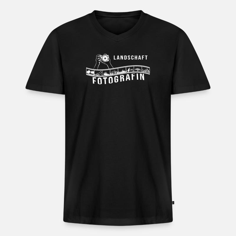 Landschaftsfotografin - Männer Premium Bio T-Shirt mit V-Ausschnitt - Schwarz
