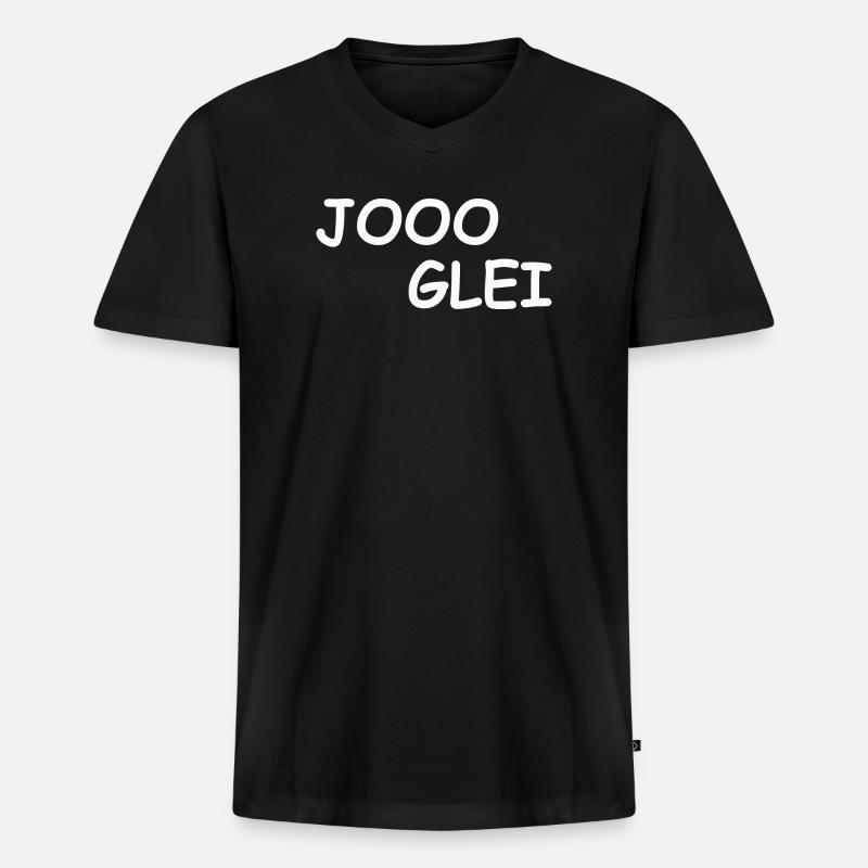 JOOO GLEI - Männer Premium Bio T-Shirt mit V-Ausschnitt - Schwarz
