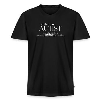 Ich bin Autist - Männer Premium Bio T-Shirt mit V-Ausschnitt - Schwarz - Vorne - Nico (187cm)
