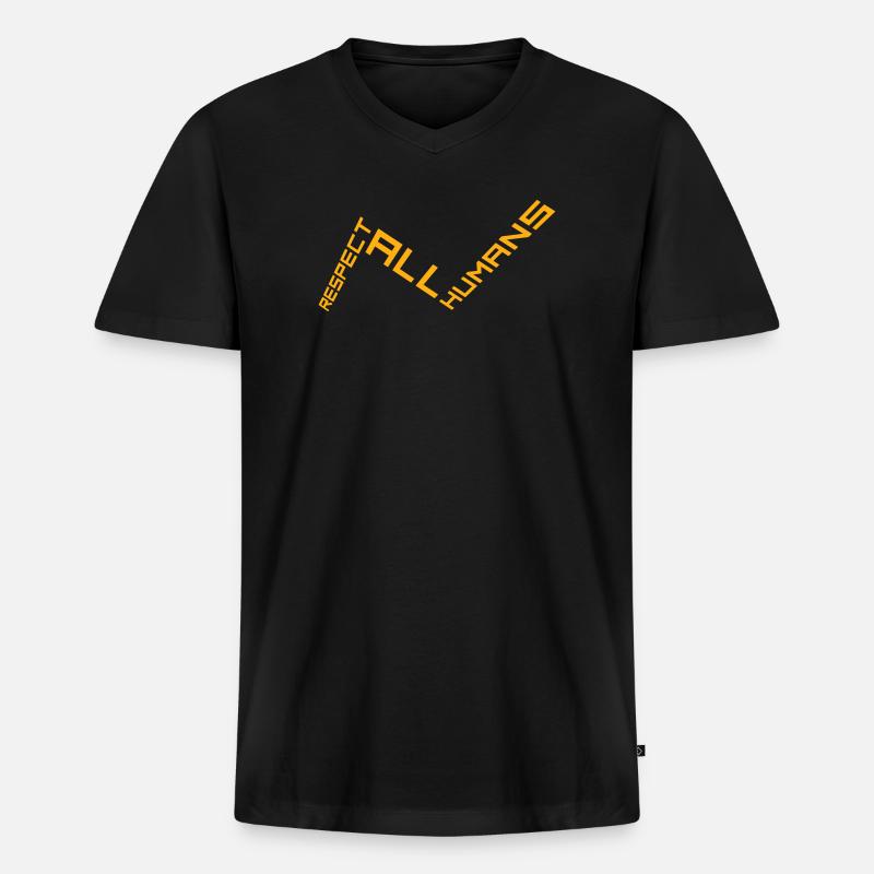 Respect All Humans Statement Menschlichkeit Spruch - Männer Premium Bio T-Shirt mit V-Ausschnitt - Schwarz