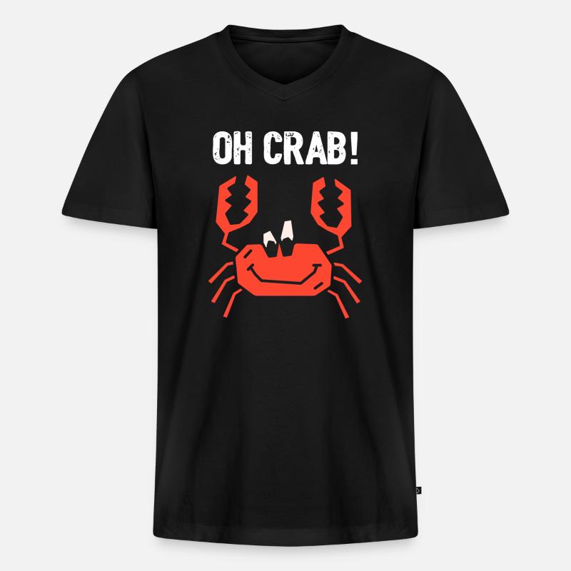 Oh Krabbe - Männer Premium Bio T-Shirt mit V-Ausschnitt - Schwarz