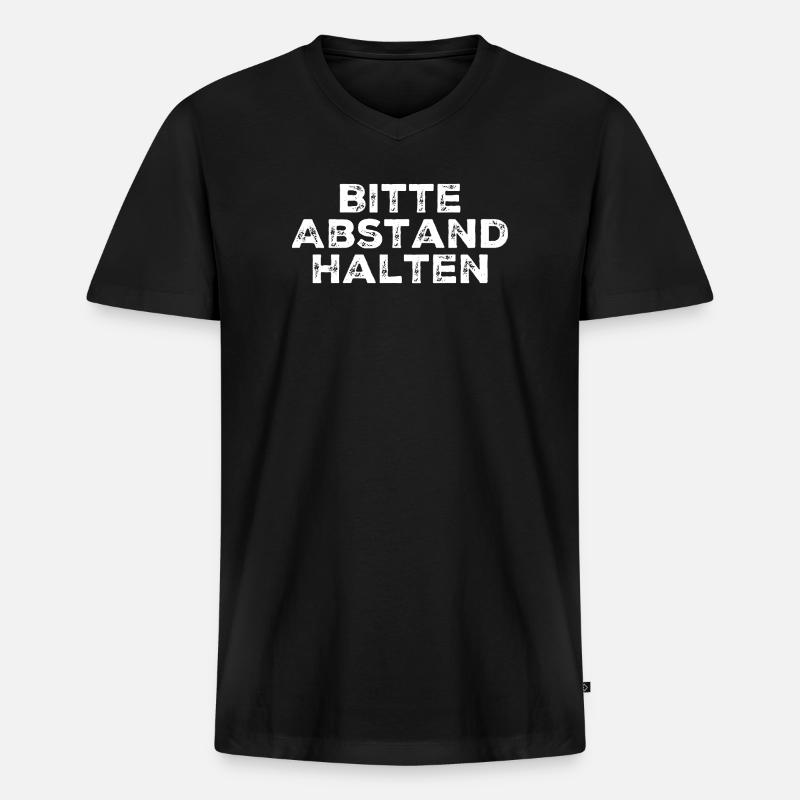 Bitte Abstand halten - Männer Premium Bio T-Shirt mit V-Ausschnitt - Schwarz