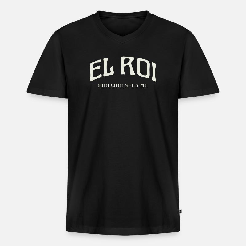 EL ROI Gott, der mich sieht. - Männer Premium Bio T-Shirt mit V-Ausschnitt - Schwarz