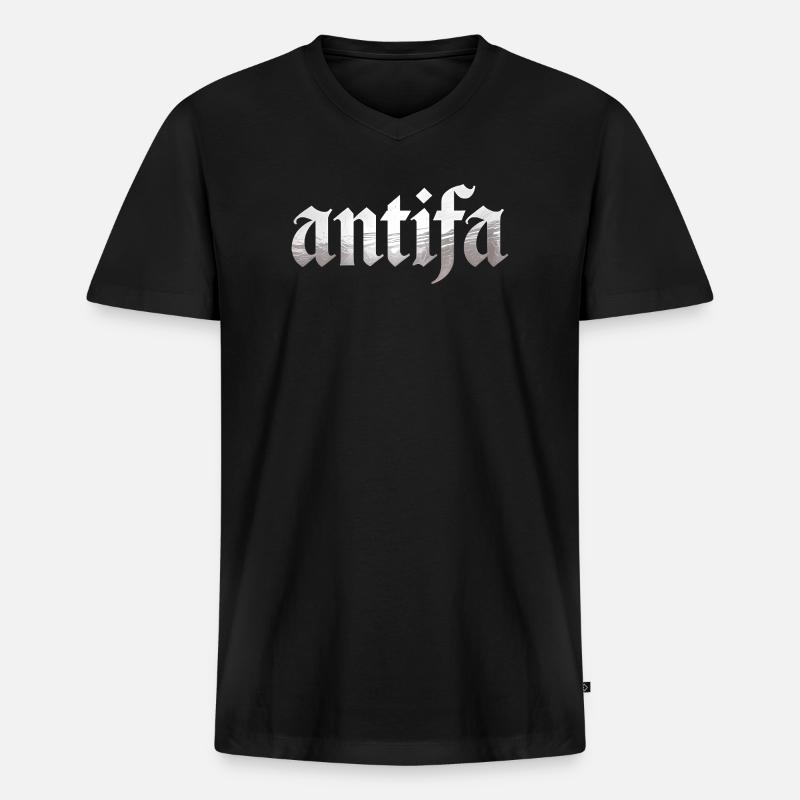 Antifa – Antifaschistisches Merch - Männer Premium Bio T-Shirt mit V-Ausschnitt - Schwarz