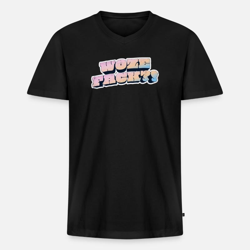 Wow Face Pastell Graffiti Stil - Männer Premium Bio T-Shirt mit V-Ausschnitt - Schwarz