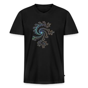 Fraktal - Männer Premium Bio T-Shirt mit V-Ausschnitt - Schwarz - Vorne - Nico (187cm)