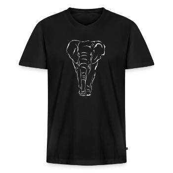 Elefant weiss - Männer Premium Bio T-Shirt mit V-Ausschnitt - Schwarz - Vorne - Nico (187cm)