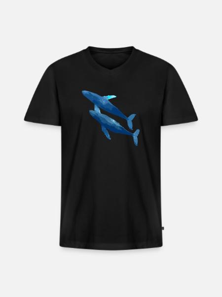 zwei Wale - Männer Premium Bio T-Shirt mit V-Ausschnitt - Schwarz