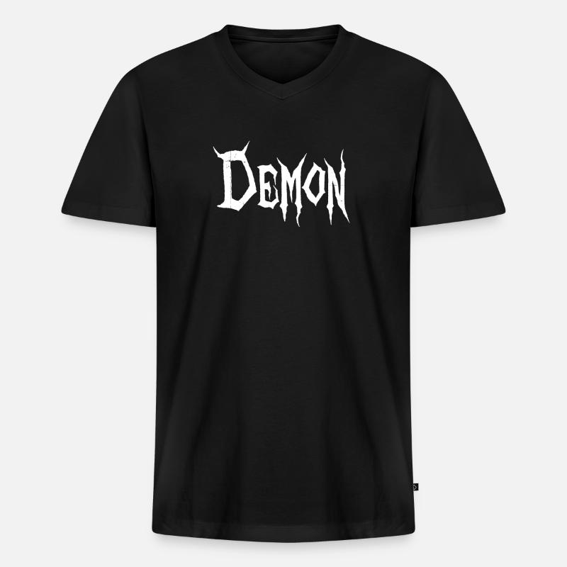 Dämon - Männer Premium Bio T-Shirt mit V-Ausschnitt - Schwarz