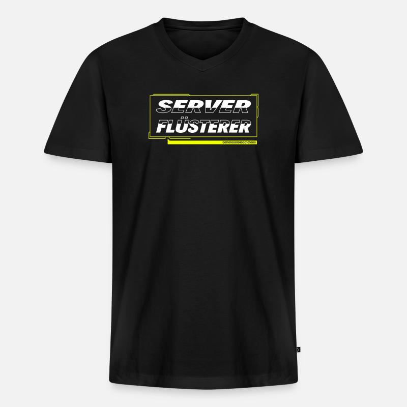Server Flüsterer - Männer Premium Bio T-Shirt mit V-Ausschnitt - Schwarz