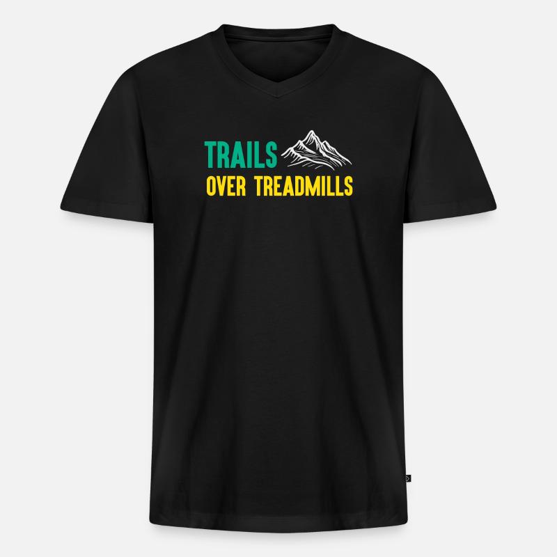 Trailrunning - Trails über Laufbänder - Männer Premium Bio T-Shirt mit V-Ausschnitt - Schwarz