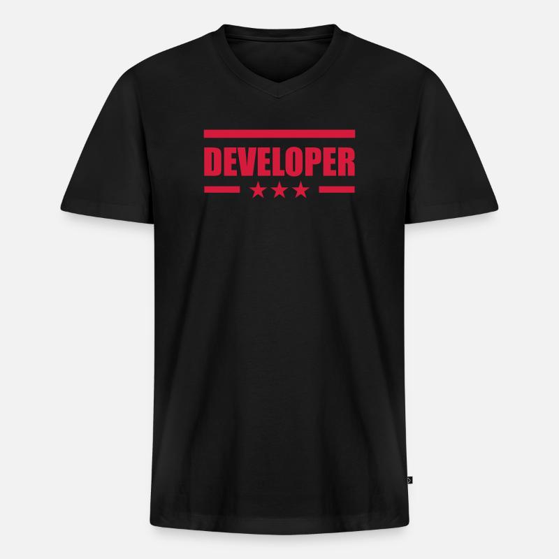 Developer - Männer Premium Bio T-Shirt mit V-Ausschnitt - Schwarz