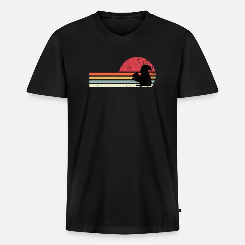 Retro-Eichhörnchen - Männer Premium Bio T-Shirt mit V-Ausschnitt - Schwarz