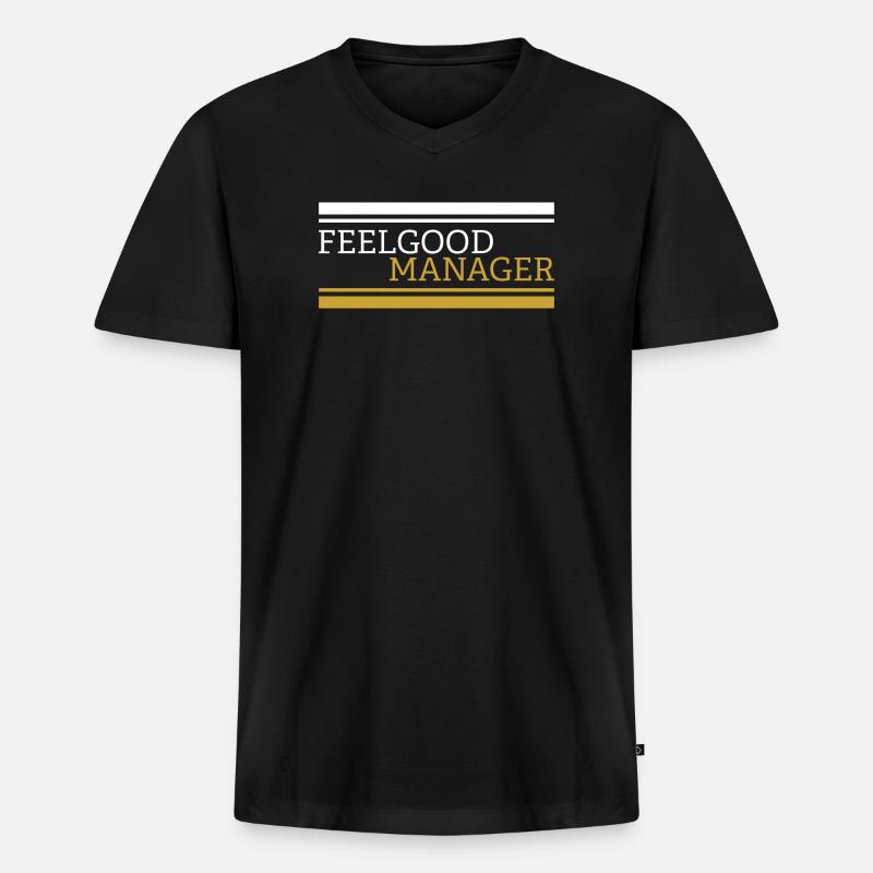 Feelgood manager Design white - Männer Premium Bio T-Shirt mit V-Ausschnitt - Schwarz