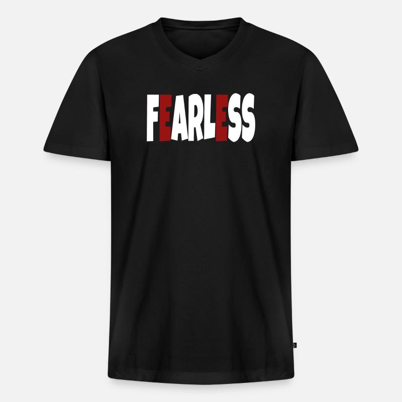 Furchtlos - einfacher Text - Männer Premium Bio T-Shirt mit V-Ausschnitt - Schwarz