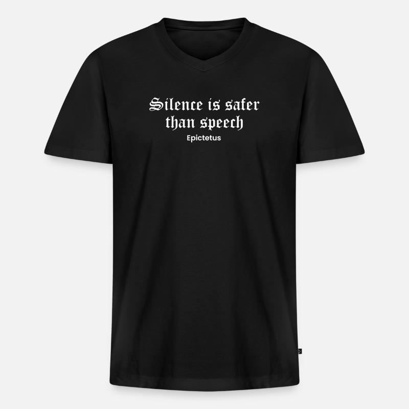 Schweigen über Sprache Epiktet - Männer Premium Bio T-Shirt mit V-Ausschnitt - Schwarz