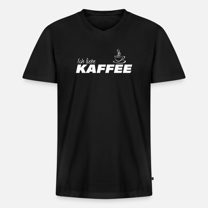 ICH LIEBE KAFFEE - Männer Premium Bio T-Shirt mit V-Ausschnitt - Schwarz