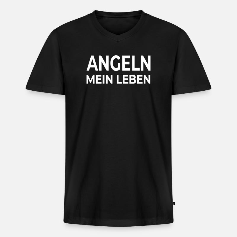 Angeln - Männer Premium Bio T-Shirt mit V-Ausschnitt - Schwarz
