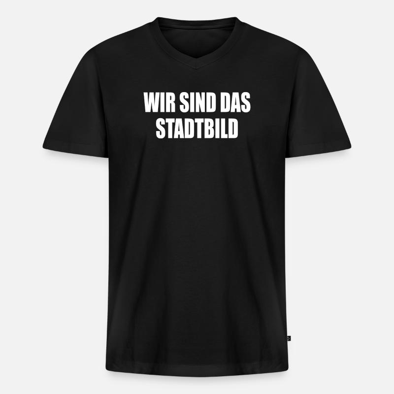 wir sind das stadtbild - Männer Premium Bio T-Shirt mit V-Ausschnitt - Schwarz