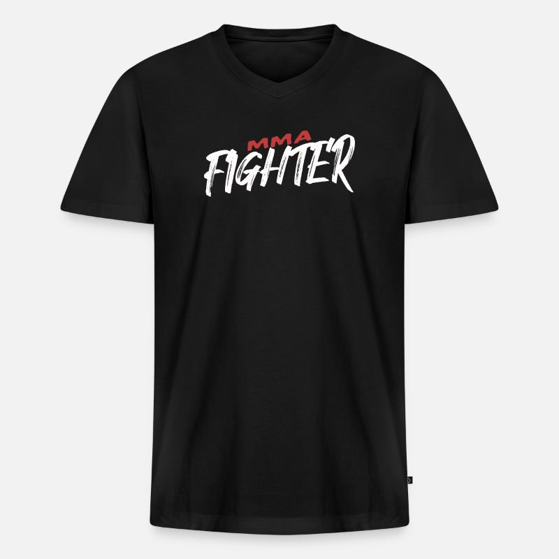 MMA Fighter Power Statement - Männer Premium Bio T-Shirt mit V-Ausschnitt - Schwarz